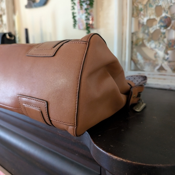 cole Haan Brown Leather Handbag with Scarf Accent - Picture 7 of 16